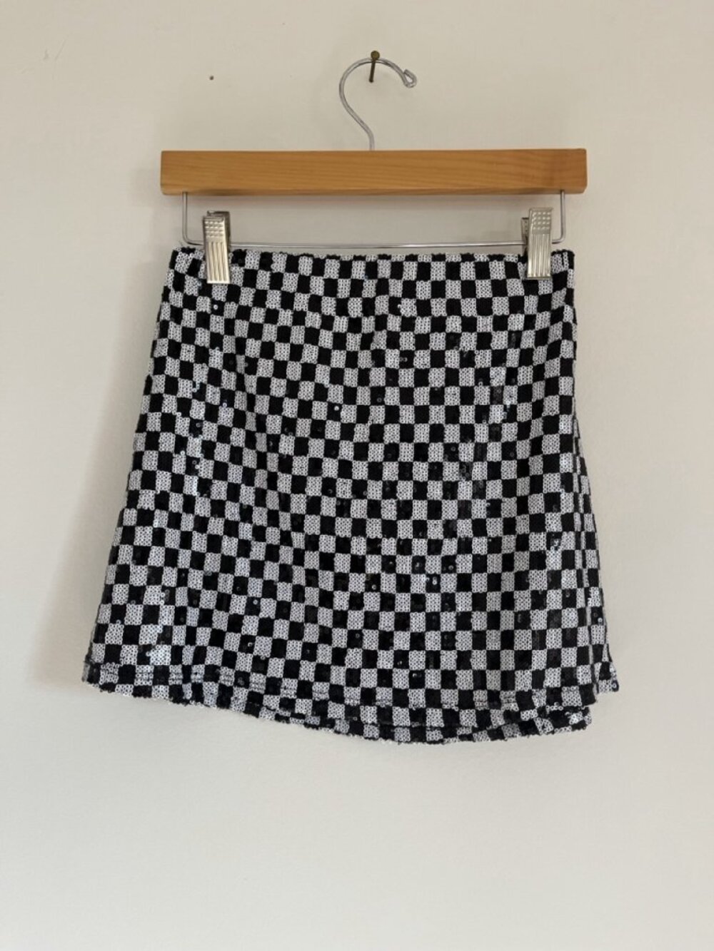 art class Kids Sequin Checkerboard Skirt M 8 Black Silver
